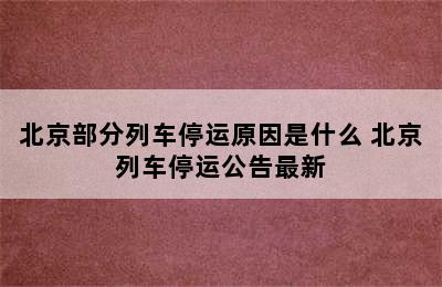 北京部分列车停运原因是什么 北京列车停运公告最新